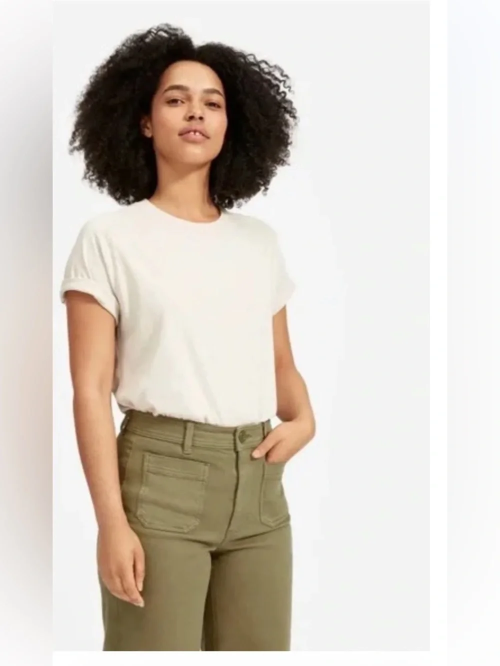 Everlane Olive High-Rise Wide Crop Pants - Picture 6 of 16